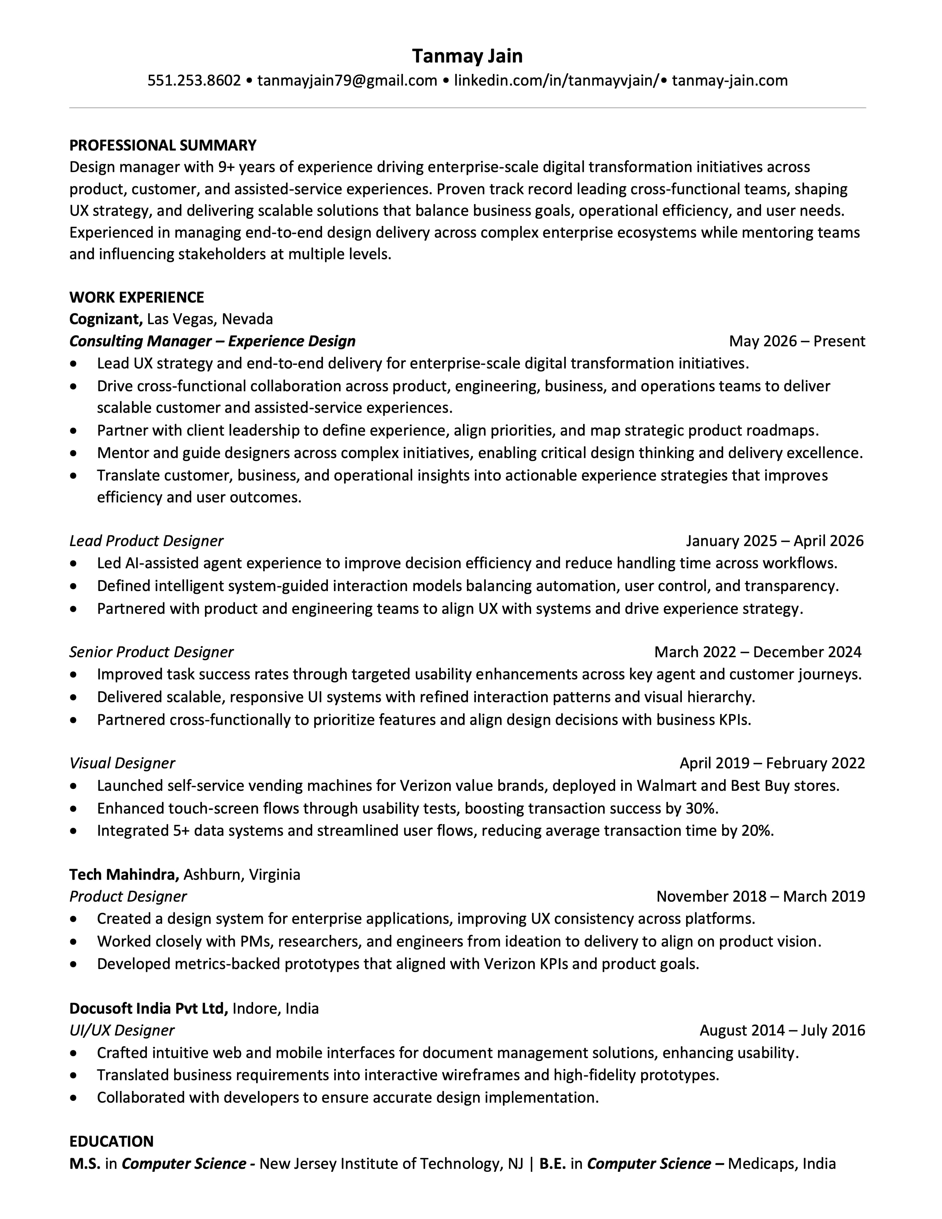 Tanmay Jain — resume