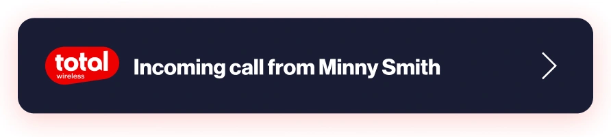 Incoming call notification sliding in from the right