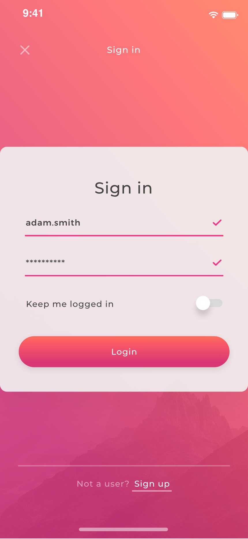Sign in, mid-entry